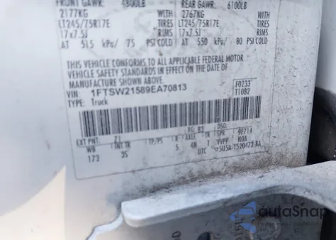 2009 Ford F-250 Fx4/King Ranch/Lariat/Xl/Xlt z USA, uszkodzony, nr VIN 1FTSW21589EA70813